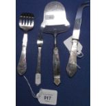 A set of Georg Jensen Danish sterling silver-handled servers (4)