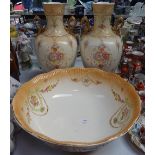 A pair of Edwardian Fieldings vases, 15.25", and a Fieldings wash bowl