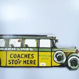 Vintage enamel sign advertising "Marigold Coach Lines Metropolitan System", length 50cm