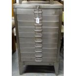 An industrial metal 10-drawer filing cabinet, by Stor, W41cm, H72cm