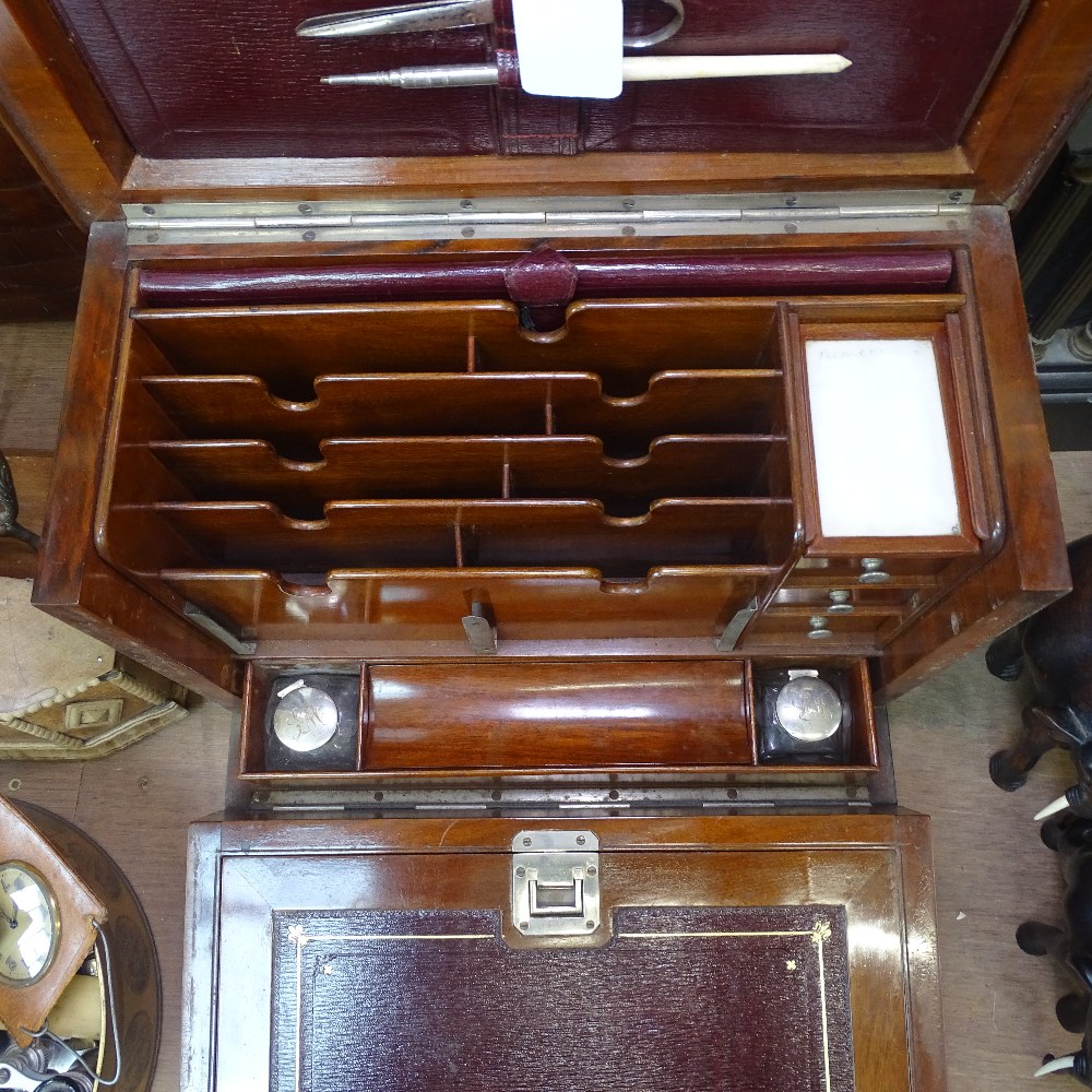 An Victorian table-top stationery cabinet, with fitted interior, fold down writing slope, - Image 10 of 13