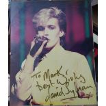 David Sylvian books, a signed photograph, a poster etc