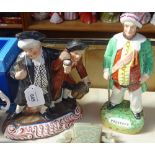 A 19th century Staffordshire Pottery group, depicting 2 drunkards, height 22cm, and a