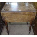 A 19th century mahogany Pembroke table, end frieze drawer, on turned legs, W68cm, H72cm