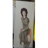 A large modern oil on canvas, full length portrait study, unsigned, 71.5" x 30", unframed