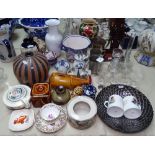 Vases, a lamp base, Coronation Ware etc