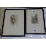 Arthur H Cherry, 5 etchings, street scenes, framed (5)