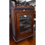 A 19th century rosewood table-top cabinet, with single glazed door and drawer under, H75cm, W43cm