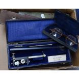 A cased fixed-arm Planimeter drawing instruments, cased spectacles etc