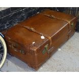 A Victorian leather suitcase