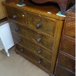 A Victorian mahogany round-cornered 5 drawer chest, W100cm