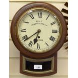 A mahogany-cased drop-dial wall clock, inscribed MRC Cillett, Bland & Co Croydon, 25cm