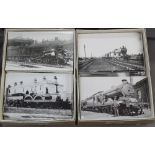 A collection of Vintage photographic prints of steam locomotives etc