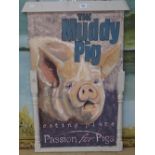 Clive Fredriksson, oil on board, the muddy pig pub sign, unsigned, 35" x 22", framed