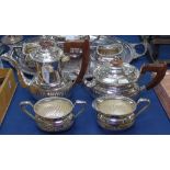 A 4-piece silver plated tea and coffee set of half-fluted form