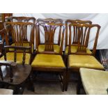 A set of 6 19th century Chippendale style dining chairs, with drop-in seats, a modern bow-arm desk