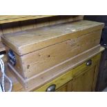 An Antique pine blanket box of narrow size, W89cm, H30cm