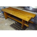 A pair of pine benches, W148cm