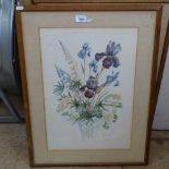 E Bailey, pair of watercolours, still life flower studies, signed and dated, 19.5" x 14", framed (2)