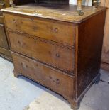 A George III mahogany 3-drawer chest on bracket feet, W92cm, H86cm