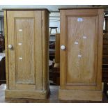 2 polished pine bedside cupboards, W37cm
