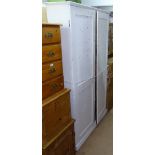 A large painted pine larder cupboard, with fitted shelves and 2 panelled doors, W118cm, H201cm