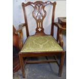 A Heal's mahogany Chippendale style desk chair