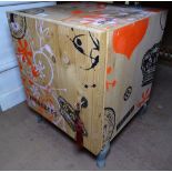 A contemporary design bedside cabinet, by Seletti, with maker's marks in stencil design, W40cm,