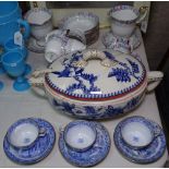 Crown Staffordshire teaware, a Victorian tureen, and 3 Victorian porcelain cups and saucers
