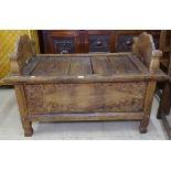 An Indonesian hardwood blanket chest, with carved decoration, W114cm