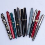 Vintage fountain pens, including Ozmiroid, Parker and Platignum