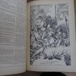 3 leather-bound volumes of Shakespeare with illustrations