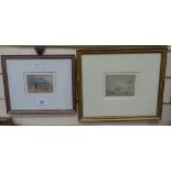 Edward Leslie Badham (1873 - 1944), 2 miniature watercolours, views of Hastings, 3" x 4", framed