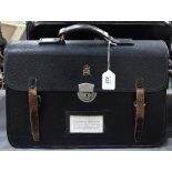 A vintage leather Government briefcase with Crown and ER motif