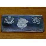 A cased silver commemorative ingot, commemorating the State Visit of Queen Elizabeth II to the
