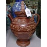 A salt glaze stoneware flagon with relief decoration, height 30cm