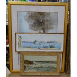 Various watercolours and oils, including R Blackwell, lake scene (4)