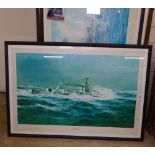 3 signed coloured prints, including Robert Taylor, after the battle, framed (3)