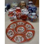 Oriental ginger jars, hors d'oeuvres set etc