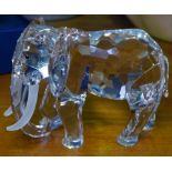 A boxed Swarovski Crystal African elephant, with certificate, length 11.5cm