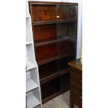 A 1920s 5-tier Minty bookcase with sliding glass doors, W90cm, H171cm