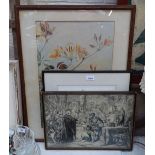 19th century etching, Othello, pencil sketch, watercolour etc (4)