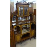 A late Victorian rosewood chiffoniere, with raised glazed and mirrored covered back, base fitted