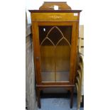 A yew wood and marquetry decorated display cabinet, W55cm