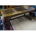An 18th century oak serving table, with plank top, raised on chamfered legs, L50cm, D65cm, H70cm