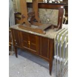 An Edwardian marble-top and marquetry decorated washstand, W102cm