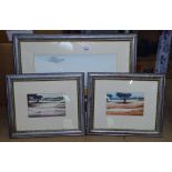 B Vilas Boas, 3 watercolours, landscapes of Portugal, largest 10" x 14", framed (3)