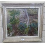 WITHDRAWN John Hitchens, oil on canvas, trees, signed, 17.5" x 19.5", framed