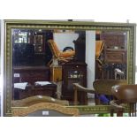 A modern gilt-framed bevelled-edge wall mirror, W96cm x H65cm
