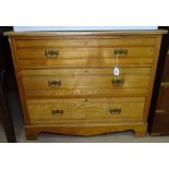 An Edwardian pine 3-drawer chest, W90cm